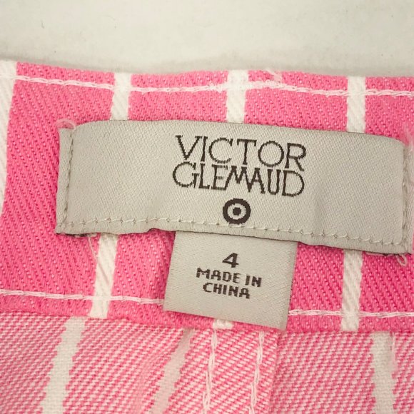 Victor Glemaud Women's Size 4 High Rise Mini Jean Skirt Pink Pinstripe New - Picture 6 of 11